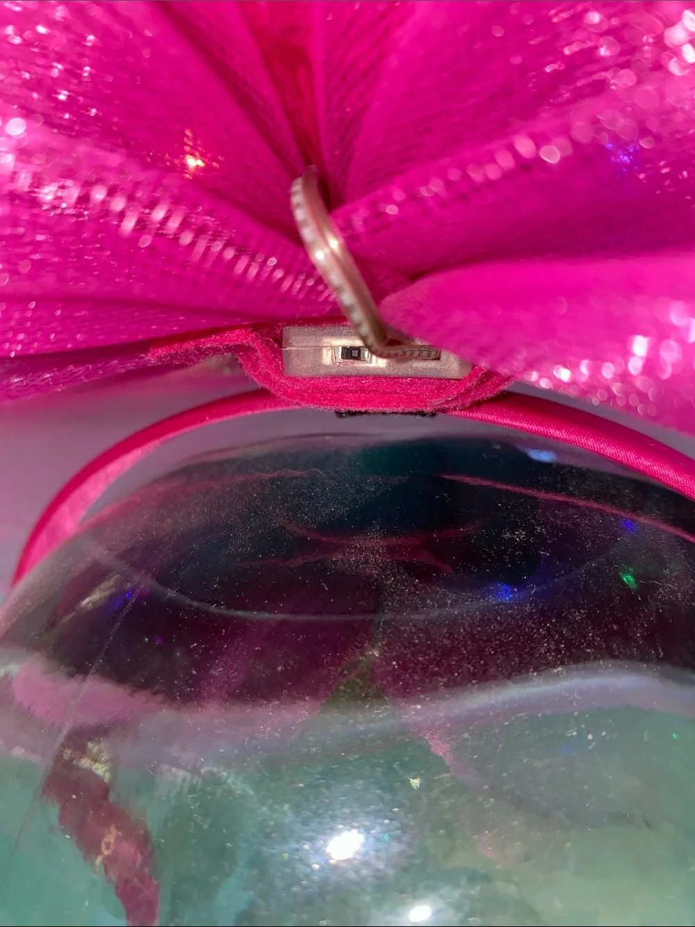 FASCINATOR light up mesh fuchsia pink headband elegant floral fun NEW size OSFA